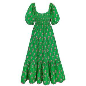 NWT Pink City Prints Tuckernuck Angelina Dress Green Floral Cotton M
